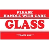 #DL1279 2 x 3" Please Handle with Care Glass Thank You Label