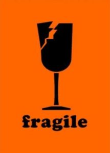 #DL1561 2 x 3" Fragile Label (Orange/Black)
