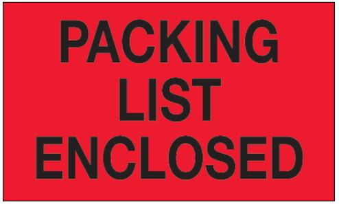 #DL2650 3 x 5" Packing List Enclosed Label