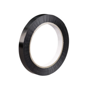 1/2" x 60 yds. 2.7 mil Black 94 lbs. Tensile Strength Tensilized Polypropylene Strapping Tape (144/Case)