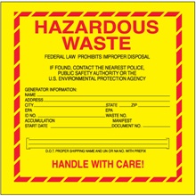 6 x 6" - "Hazardous Waste - Standard" Labels