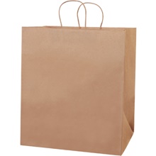 14 1/2 x 9 x 16 1/4" Kraft Paper Shopping Bags