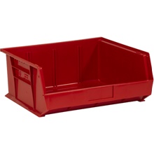 14 3/4 x 16 1/2 x 7" Red Plastic Stack & Hang Bin Boxes