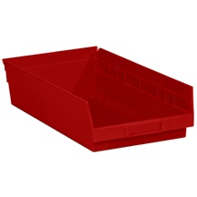 17 7/8 x 11 1/8 x 4" Red Plastic Shelf Bin Boxes