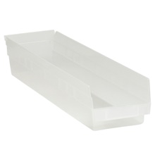 23 5/8 x 4 1/8 x 4" Clear Plastic Shelf Bin Boxes