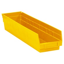 23 5/8 x 4 1/8 x 4" Yellow Plastic Shelf Bin Boxes