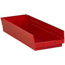 23 5/8 x 8 3/8 4" Red Plastic Shelf Bin Boxes