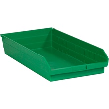 23 5/8 x 11 1/8 x 4" Green Plastic Shelf Bin Boxes
