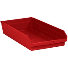 23 5/8 x 11 1/8 x 4" Red Plastic Shelf Bin Boxes