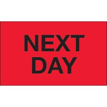 3 x 5" - "Next Day" (Fluorescent Red) Labels