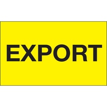 3 x 5" - "Export" (Fluorescent Yellow) Labels