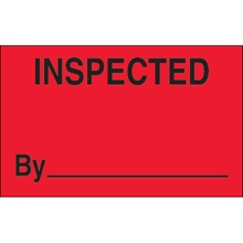 1 1/4 x 2" - "Inspected" (Fluorescent Red) Labels