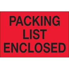 2" x 3" - "Packing List Enclosed" (Fluorescent Red) Labels