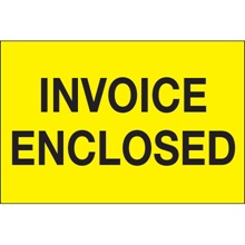 2 x 3" - "Invoice Enclosed" (Fluorescent Yellow) Labels