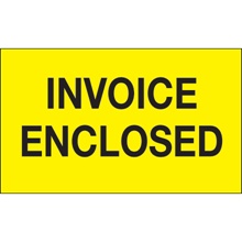 3 x 5" - "Invoice Enclosed" (Fluorescent Yellow) Labels