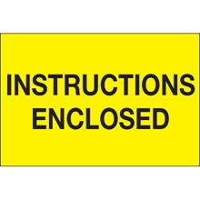 2 x 3" - "Instructions Enclosed" (Fluorescent Yellow) Labels