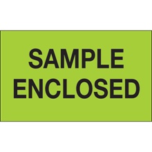 3 x 5" - "Sample Enclosed" (Fluorescent Green) Labels