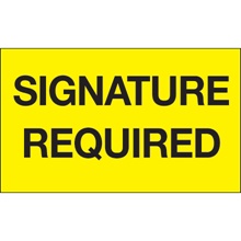 3 x 5" - "Signature Required" (Fluorescent Yellow) Labels