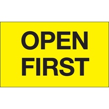 3 x 5" - "Open First" (Fluorescent Yellow) Labels