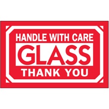 3 x 5" - "Glass - Handle With Care" Labels