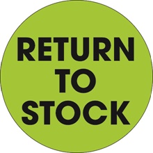 2" Circle - "Return To Stock" Fluorescent Green Labels