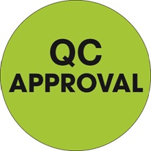 2" Circle - "QC Approval" Fluorescent Green Labels