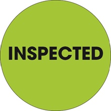 2" Circle - "Inspected" Fluorescent Green Labels