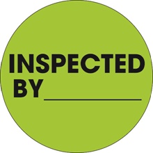 2" Circle - "Inspected By" Fluorescent Green Labels