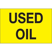 2 x 3" - "Used Oil" (Fluorescent Yellow) Labels