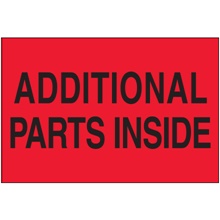 2 x 3" - "Additional Parts Inside" (Fluorescent Red) Labels