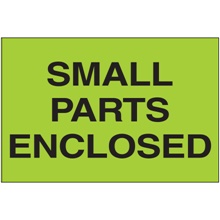 2 x 3" - "Small Parts Enclosed" (Fluorescent Green) Labels