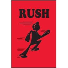 2 x 3" - "Rush" (Fluorescent Red) Labels