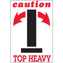 4 x 6" - "Caution - Top Heavy" Arrow Labels