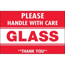2 x 3" - "Glass - Handle With Care" Labels