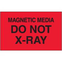 3 x 5" - "Magnetic Media Do Not X-Ray" (Fluorescent Red) Labels