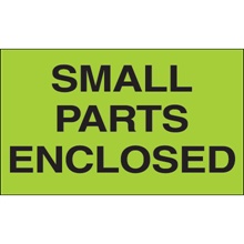 3 x 5" - "Small Parts Enclosed" (Fluorescent Green) Labels