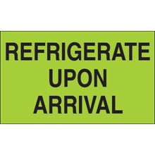 3 x 5" - "Refrigerate Upon Arrival" (Fluorescent Green) Labels