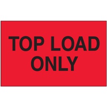 3 x 5" - "Top Load Only" (Fluorescent Red) Labels