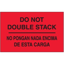 3 x 5" - "No Pongan Nada Encima De Esta Carga" (Fluorescent Red) Bilingual Labels