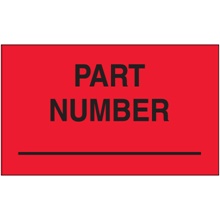 3 x 5" - "Part Number" (Fluorescent Red) Labels