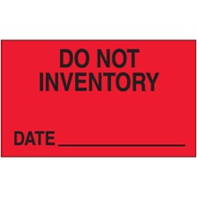 3 x 5" - "Do Not Inventory - Date" (Fluorescent Red) Labels