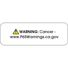 1 1/2 x 1/2" - "Warning: Cancer - " Prop 65 Labels