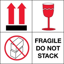 4 x 4" - "Fragile - Do Not Stack" Labels