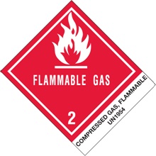 4 x 4 3/4" - "Compressed Gas, Flammable, N.O.S." Labels