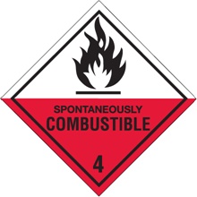 4 x 4" - "Spontaneously Combustible - 4" Labels