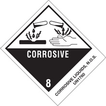 4 x 4 3/4" - "Corrosive Liquids, N.O.S." Labels