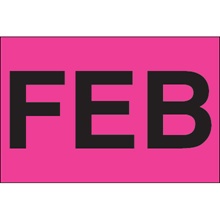 2 x 3" - "FEB" (Fluorescent Pink) Months of the Year Labels