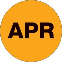 1" Circle - "APR" (Fluorescent Orange) Months of the Year Labels