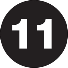 3" Circle - "11" (Black) Number Labels