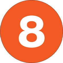 2" Circle - "8" (Orange) Number Labels